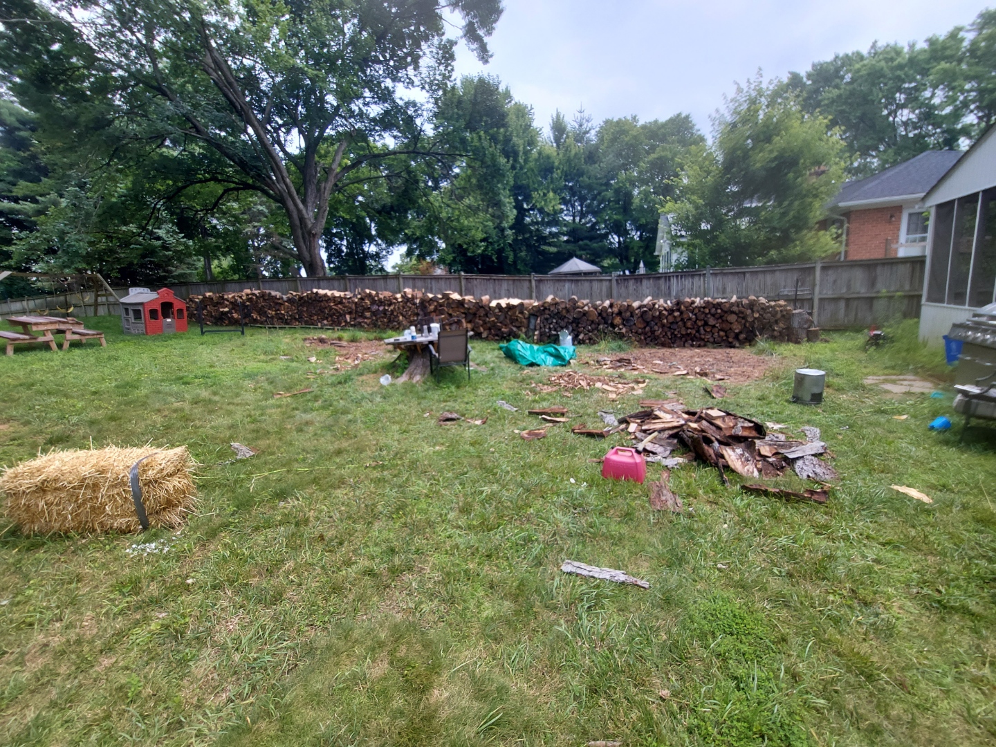row of split firewood